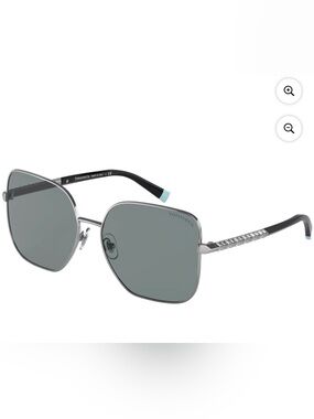 Tiffany & Co. Silver Square Sunglasses Gray Lenses Crystal Swarovski